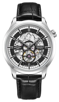 Pre-owned Rotary Skeleton Automatic (42mm) Black Dial / Black Skeleton Dial Gs02945/87