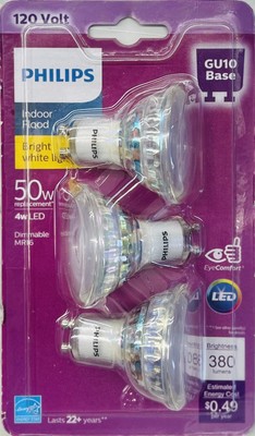 Philips Premium 50W GU10 E26 3000K LED Light Bulb T20 Bright White