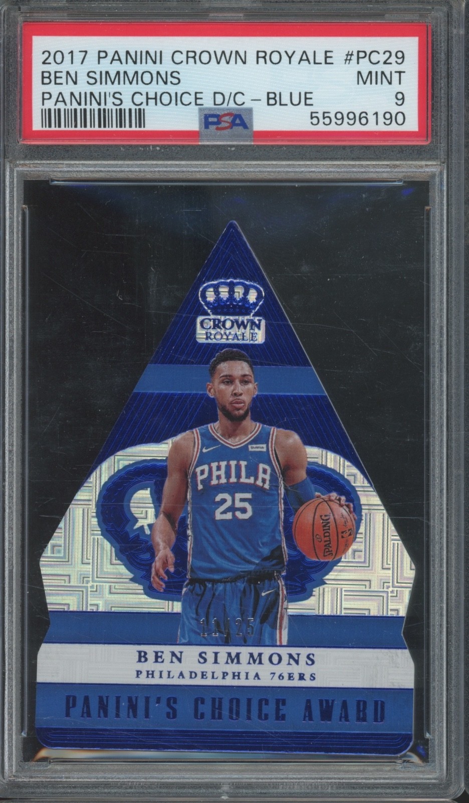 2017 Panini Crown Royale Choice Blue Die Cut #PC29 Ben Simmons 11/25 Mint PSA 9