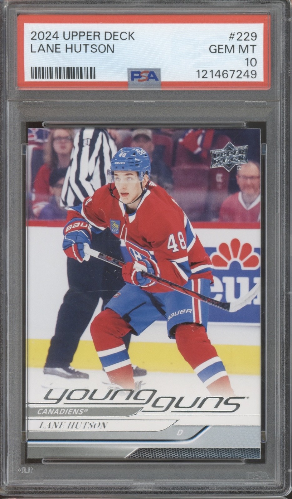 2024 Upper Deck Young Guns #229 Lane Hutson RC Rookie Gem Mint PSA 10