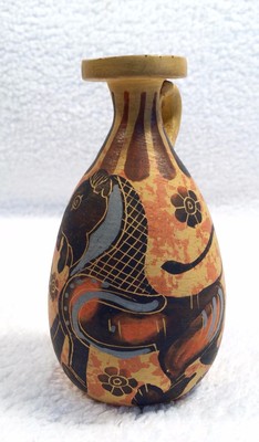 Greek Swan Lion Pottery Vase - Copy of Corinth Period 560 BC - 4.5