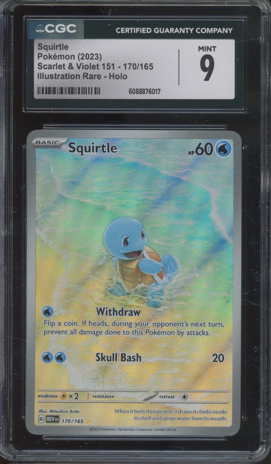 2023 Pokemon Scarlet & Violet 151 Illustration Rare Holo Squirtle Mint CGC 9