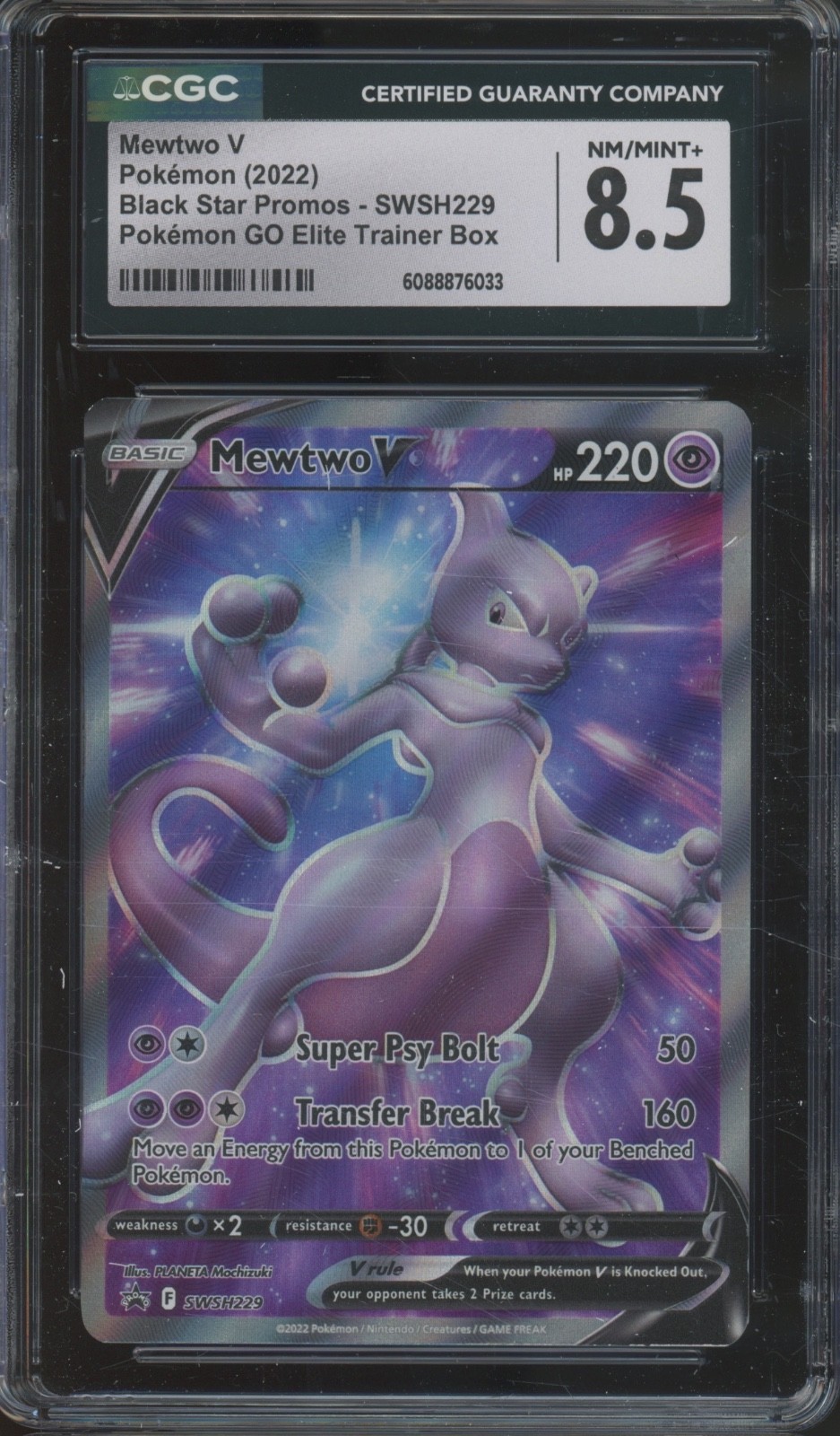 2022 Pokemon Black Star Promos Go Elite Trainer Box Mewtwo V CGC 8.5