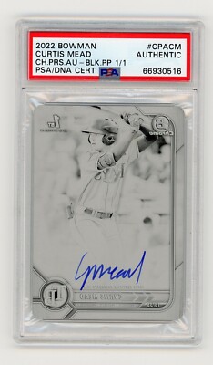 2022 Bowman CPA-CM Curtis Mead Black Printing Plate 1/1 1st Bowman Autograph