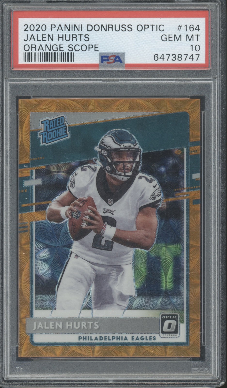 2020 Panini Donruss Optic Orange Scope #164 Jalen Hurts 17/79 RC Gem Mint PSA 10