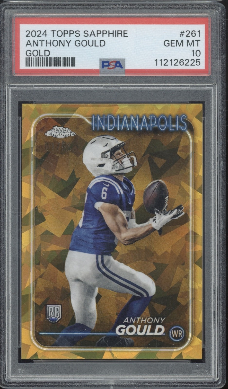 2024 Topps Sapphire Gold #261 Anthony Gould 1/50 RC Rookie Gem Mint PSA 10