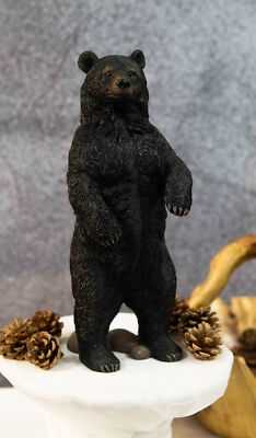 Western Rustic Forest Standing Black Bear Statue 12''H Cabin Lodge Bears Figurine