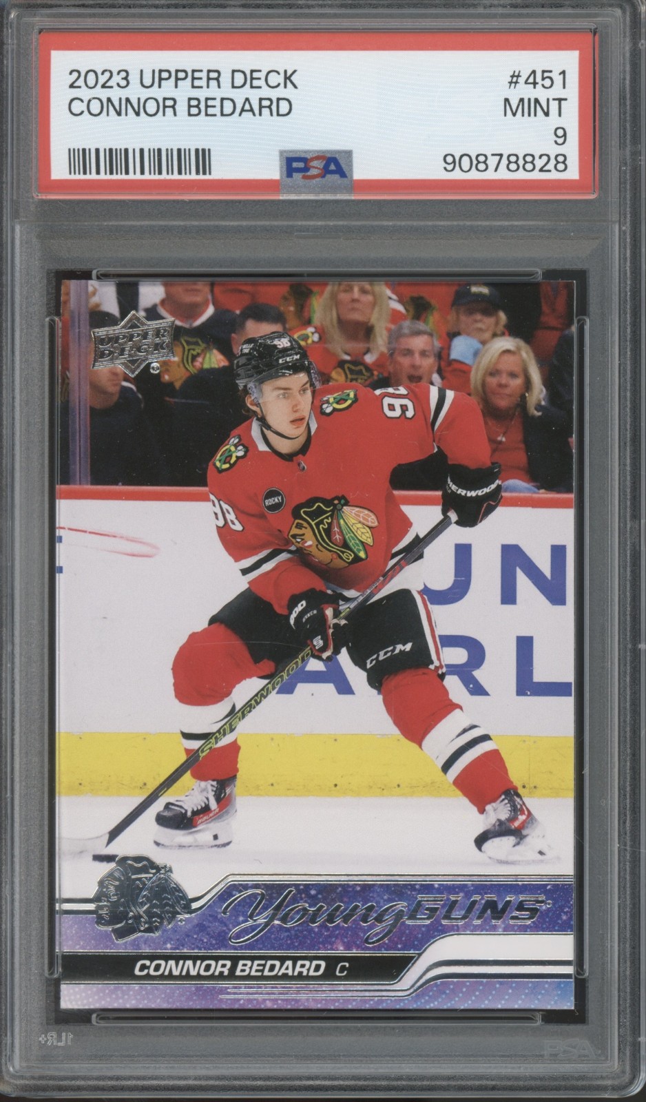 2023 Upper Deck Young Guns #451 Connor Bedard RC Rookie Mint PSA 9