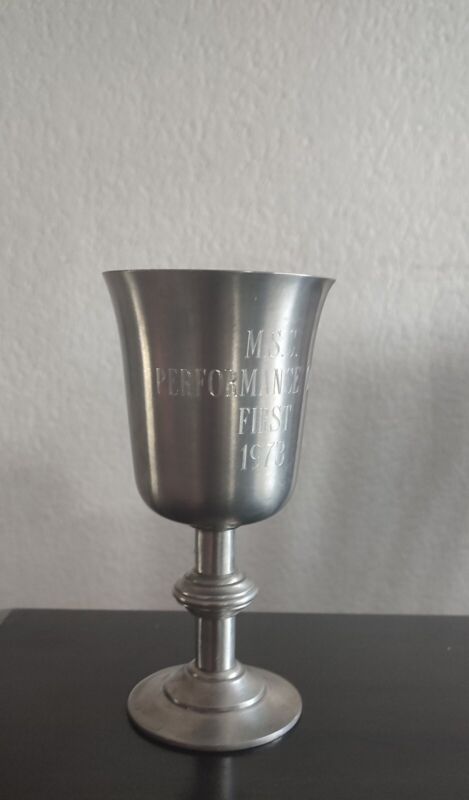 Vintage International Pewter Trophy Cup M.S.C. Performance Open First 1973 