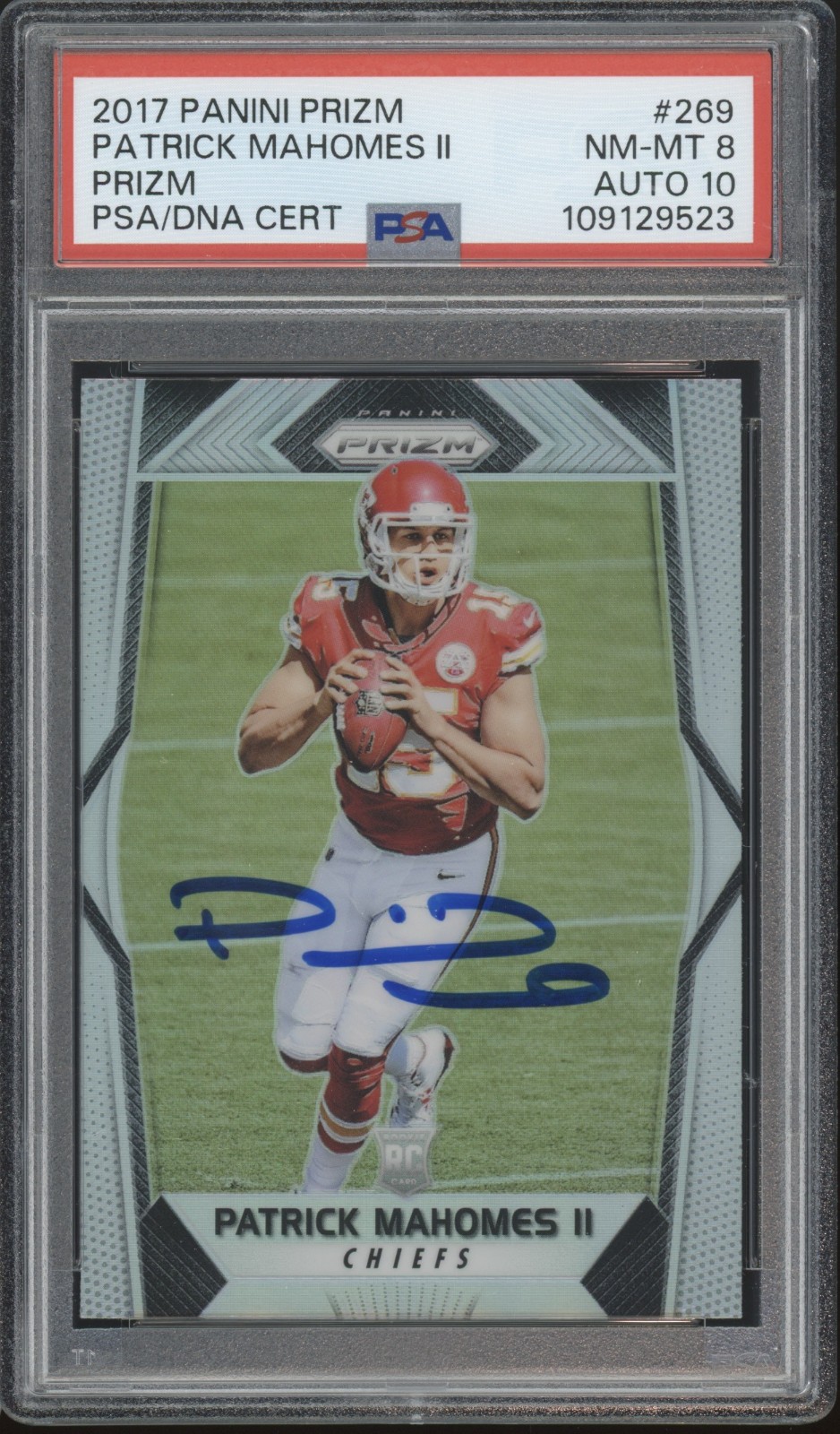 2017 Panini Prizm Silver #269 Patrick Mahomes II Autograph RC PSA 8 10 Auto