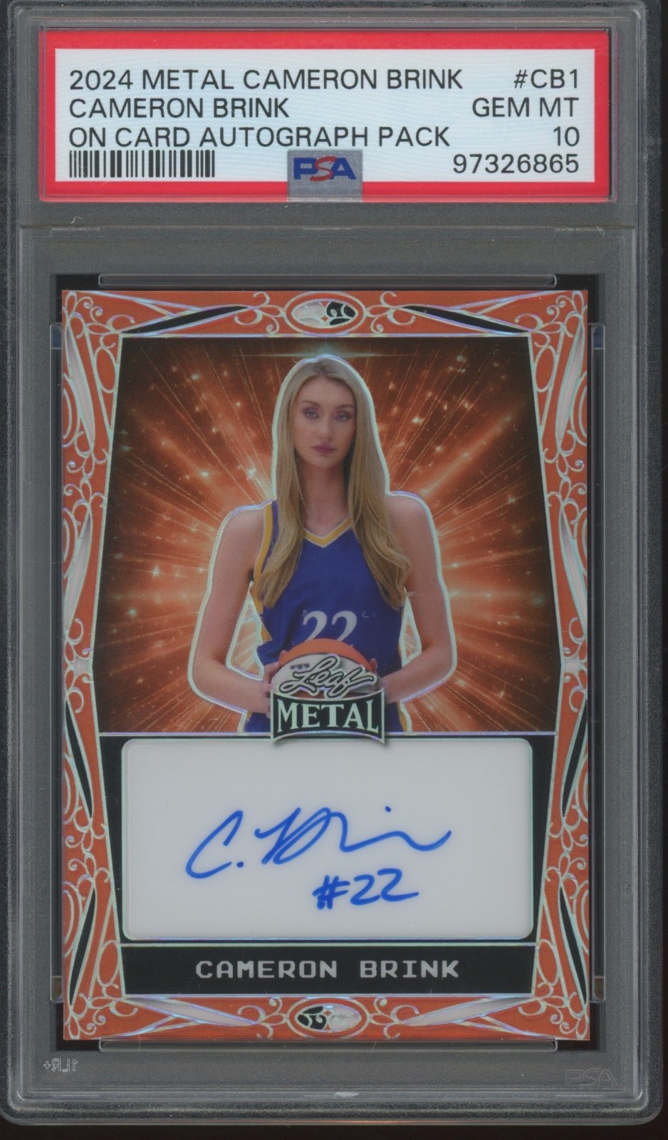 2024 Leaf Metal Cameron Brink 16/49 Auto Autograph Gem Mint PSA 10