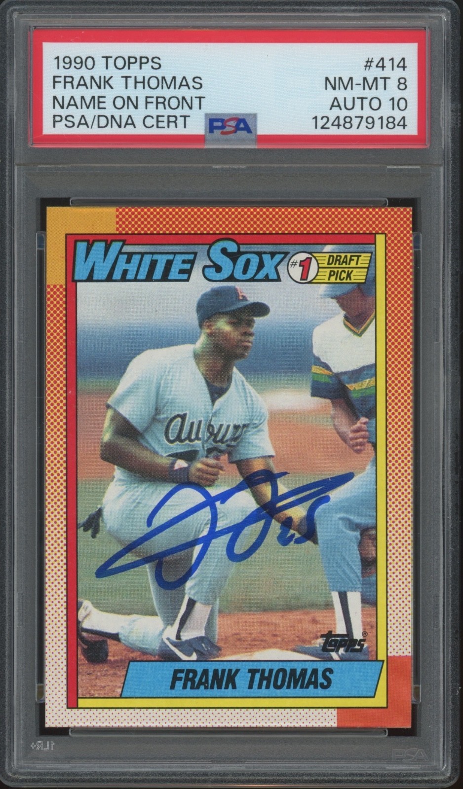 1990 Topps #414 Frank Thomas Autograph RC Rookie PSA 8 10 Auto