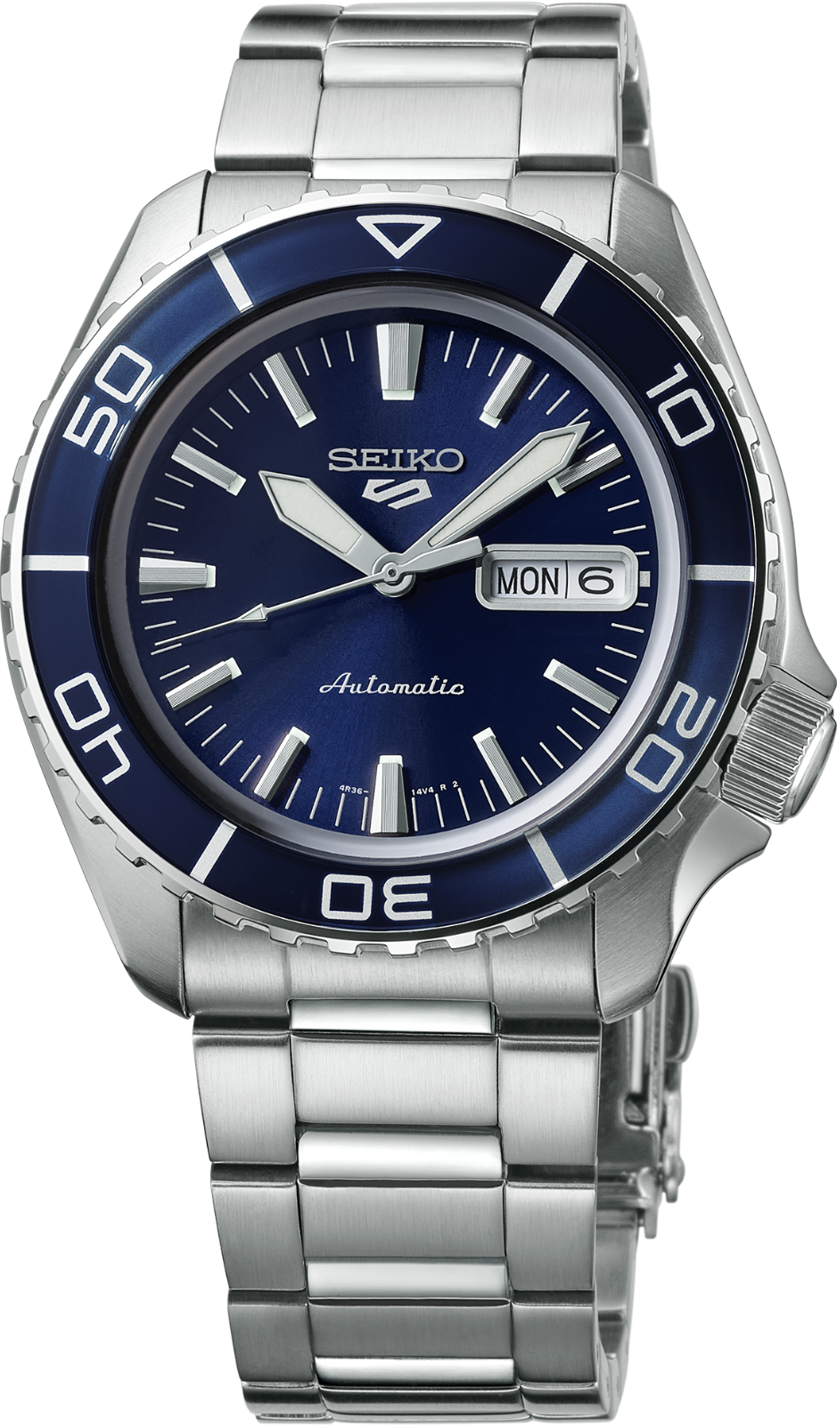 Pre-owned Seiko 5 Automatic Blue Dial Steel Bracelet Men's Watch Srpk97 Made In Japan
