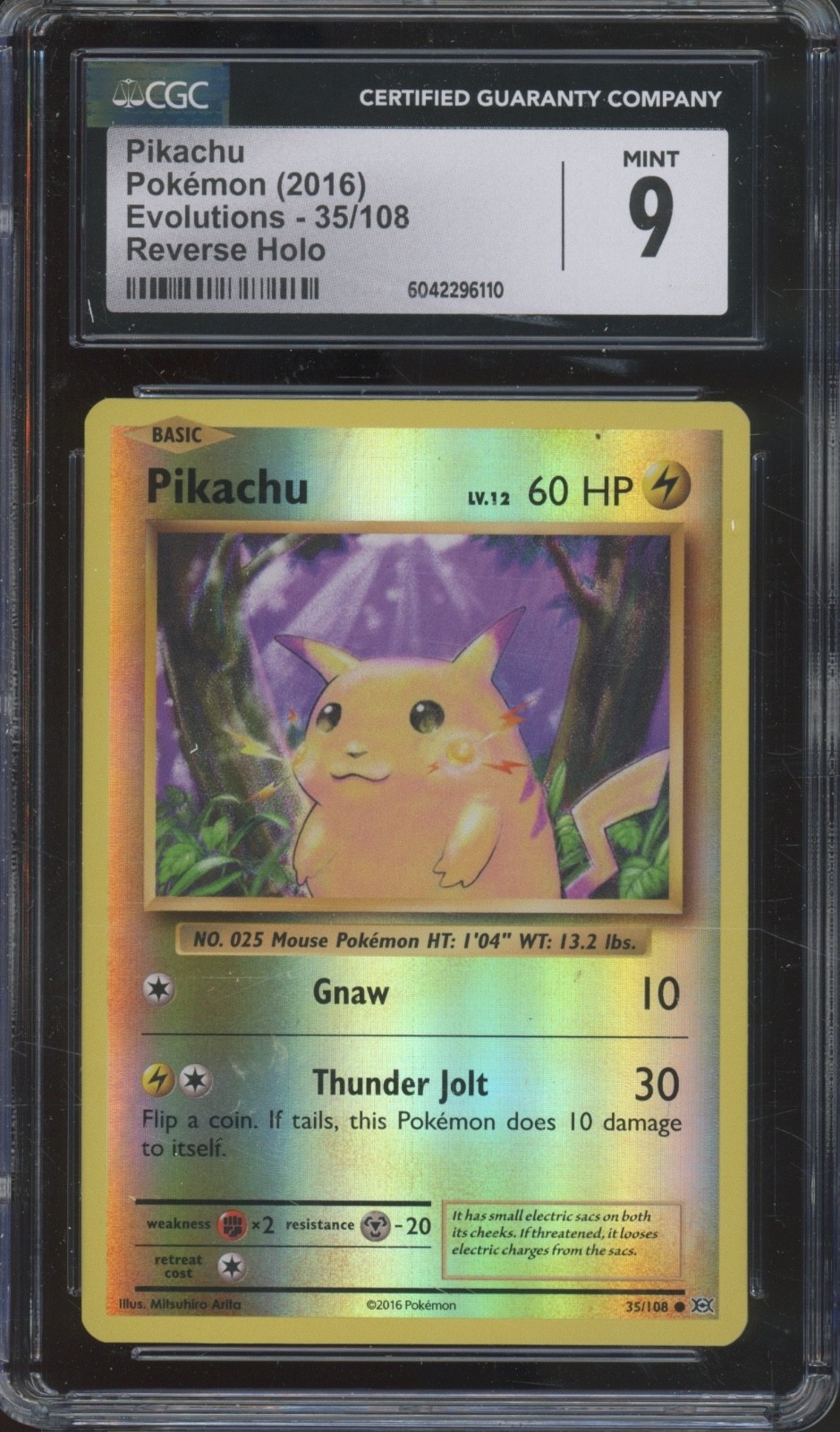 2016 Pokemon Evolutions Reverse Holo #35 Pikachu Mint CGC 9