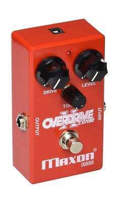 Maxon Compact Series OD808X Overdrive Extreme Bass Distortion Effects Pedal Red