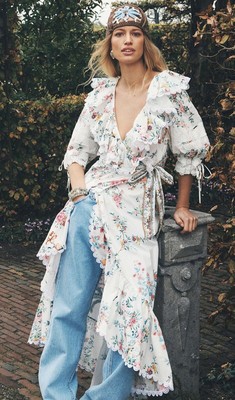 CAMILLA Plumes And Parterres Maxi Wrap Dress With Puff Sleeve RRP $899