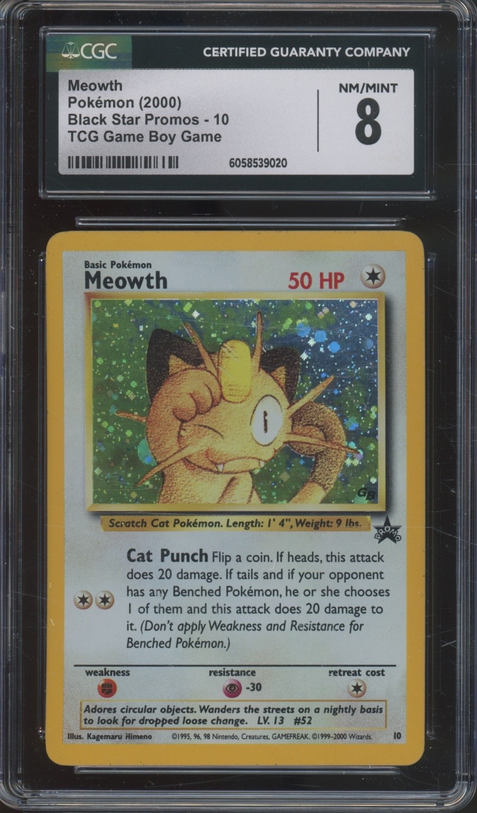 2000 Pokemon Black Star Promo TCG Game Boy Game Meowth CGC 8