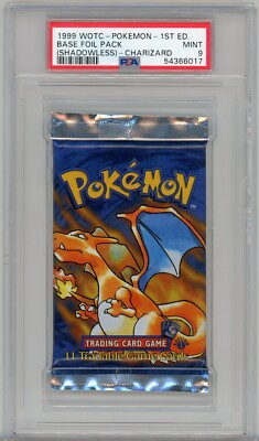1999 Pokémon 1st Edition Base Set Booster Pack - Charizard Art - PSA MINT 9