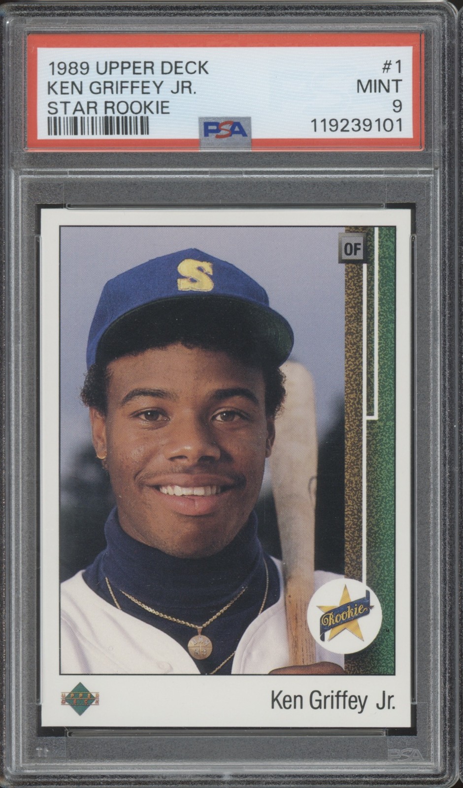 1989 Upper Deck Star Rookie #1 Ken Griffey Jr RC Rookie Mint PSA 9