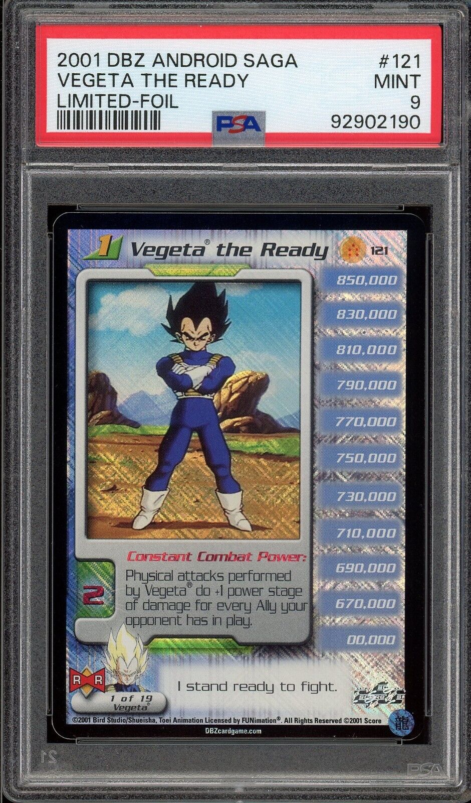 PSA 9 MINT 2001 DBZ Score Android Saga Limited Ed Vegeta the PSA 9 MINT 2001 DBZ Score Android Saga Limited Ed Vegeta the