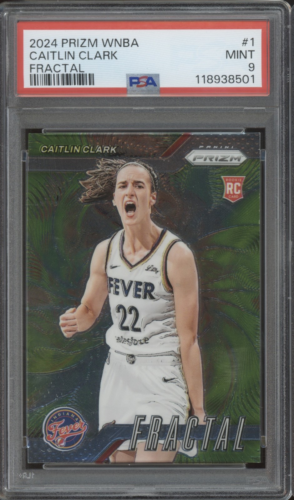 2024 Panini Prizm WNBA Fractal #1 Caitlin Clark RC Rookie Mint PSA 9