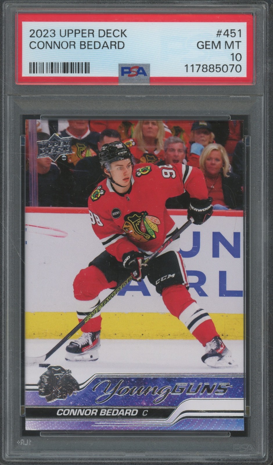 2023 Upper Deck Young Guns #451 Connor Bedard RC Rookie Gem Mint PSA 10