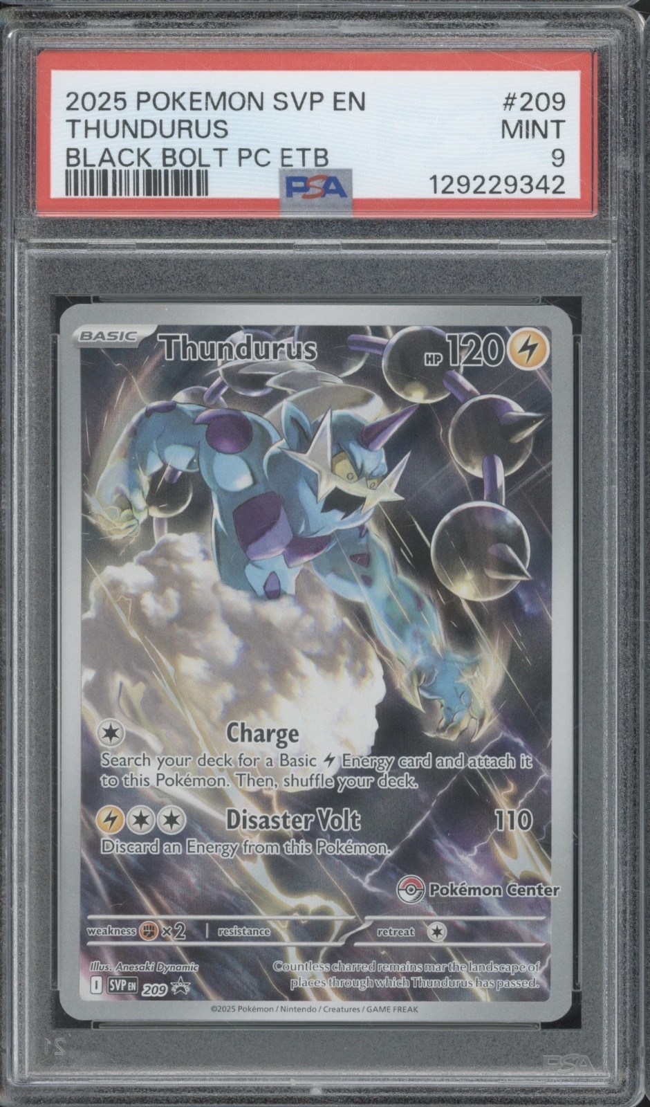 2025 Pokémon Black Bolt PC ETB #209 Thundurus Mint PSA 9