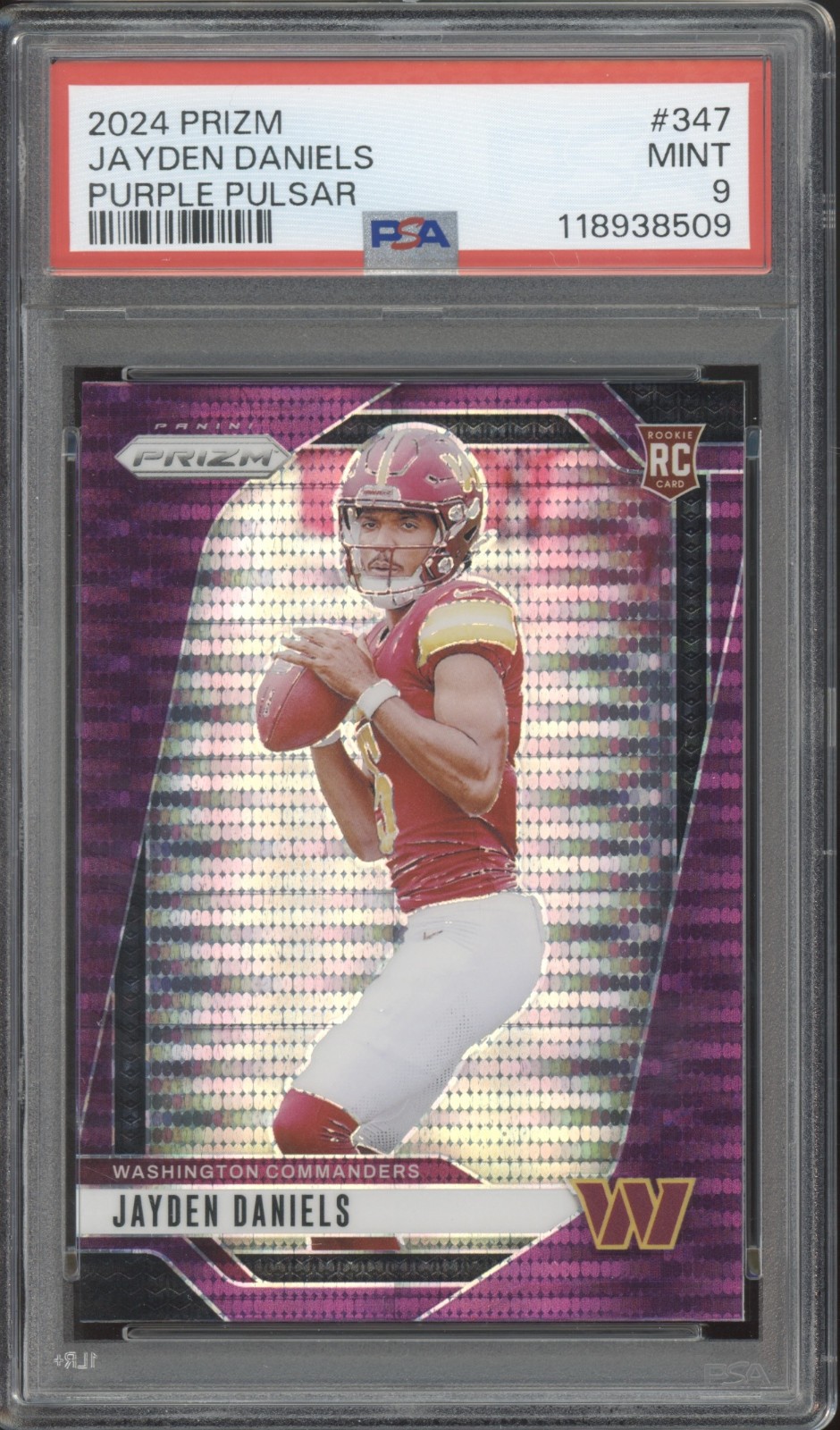 2024 Panini Prizm Purple Pulsar #34 Jayden Daniels RC Rookie Mint PSA 9
