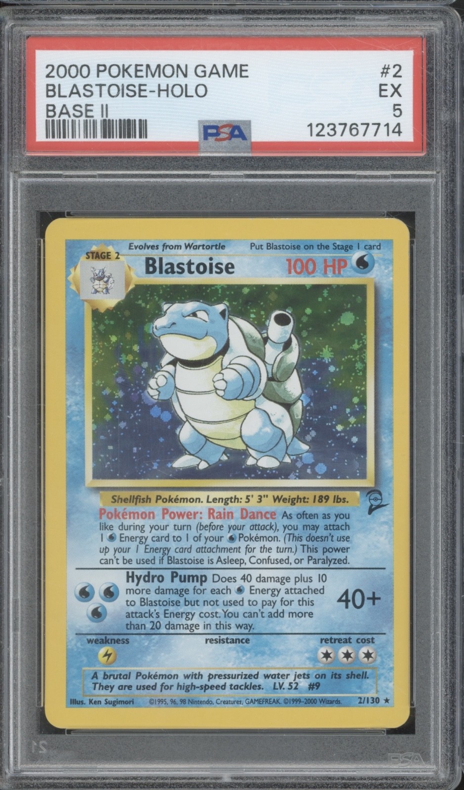 2000 Pokémon Game Base II Holo #2 Blastoise EX PSA 5