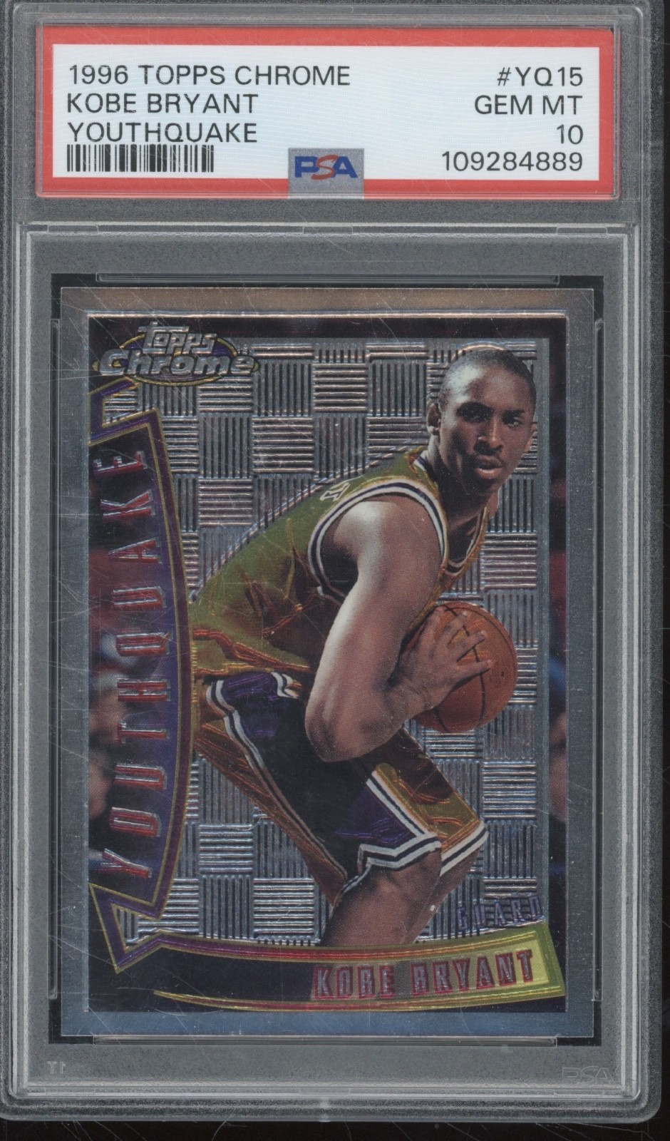 1996 Topps Chrome Youthquake YG15 Kobe Bryant No Greening RC Rookie Gem PSA 10