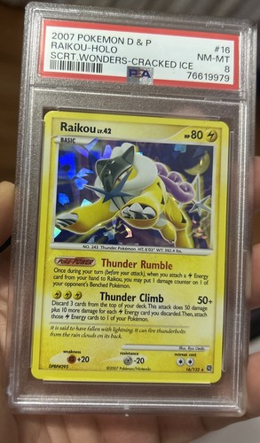 ライコウ RAIKOU-HOLO PSA8 Raikou 16/132 Pokémon Secret Wonders Holo Bleed Rare NM-MT