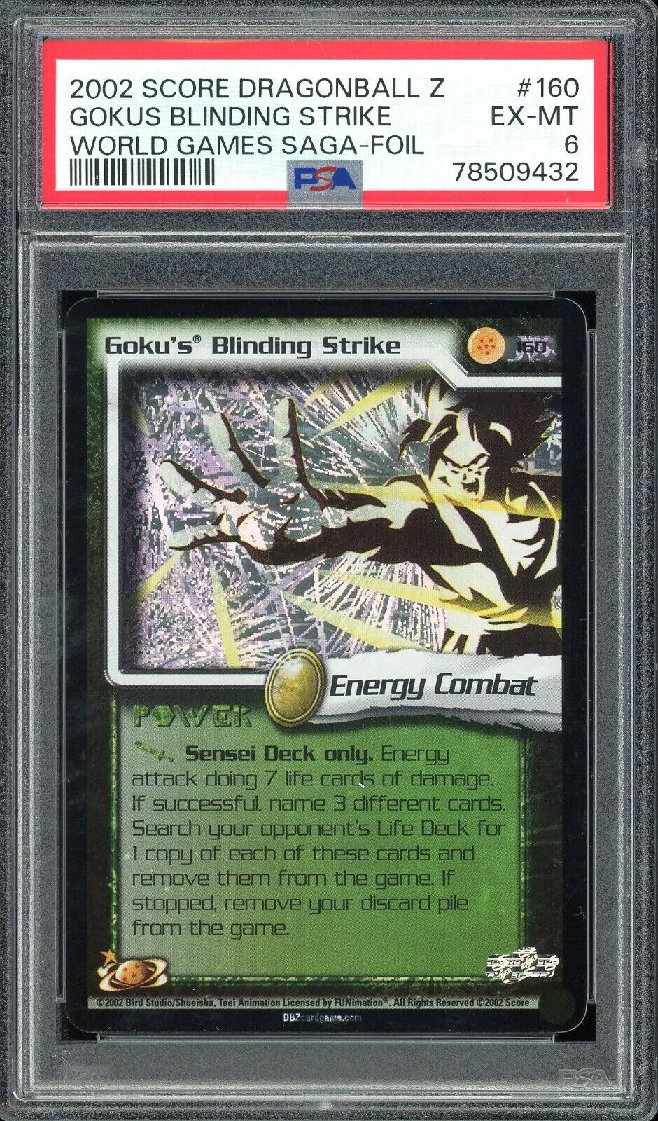 PSA 6 EX - MINT 2002 Score DBZ World Games Saga Gokus PSA 6 EX - MINT 2002 Score DBZ World Games Saga Gokus
