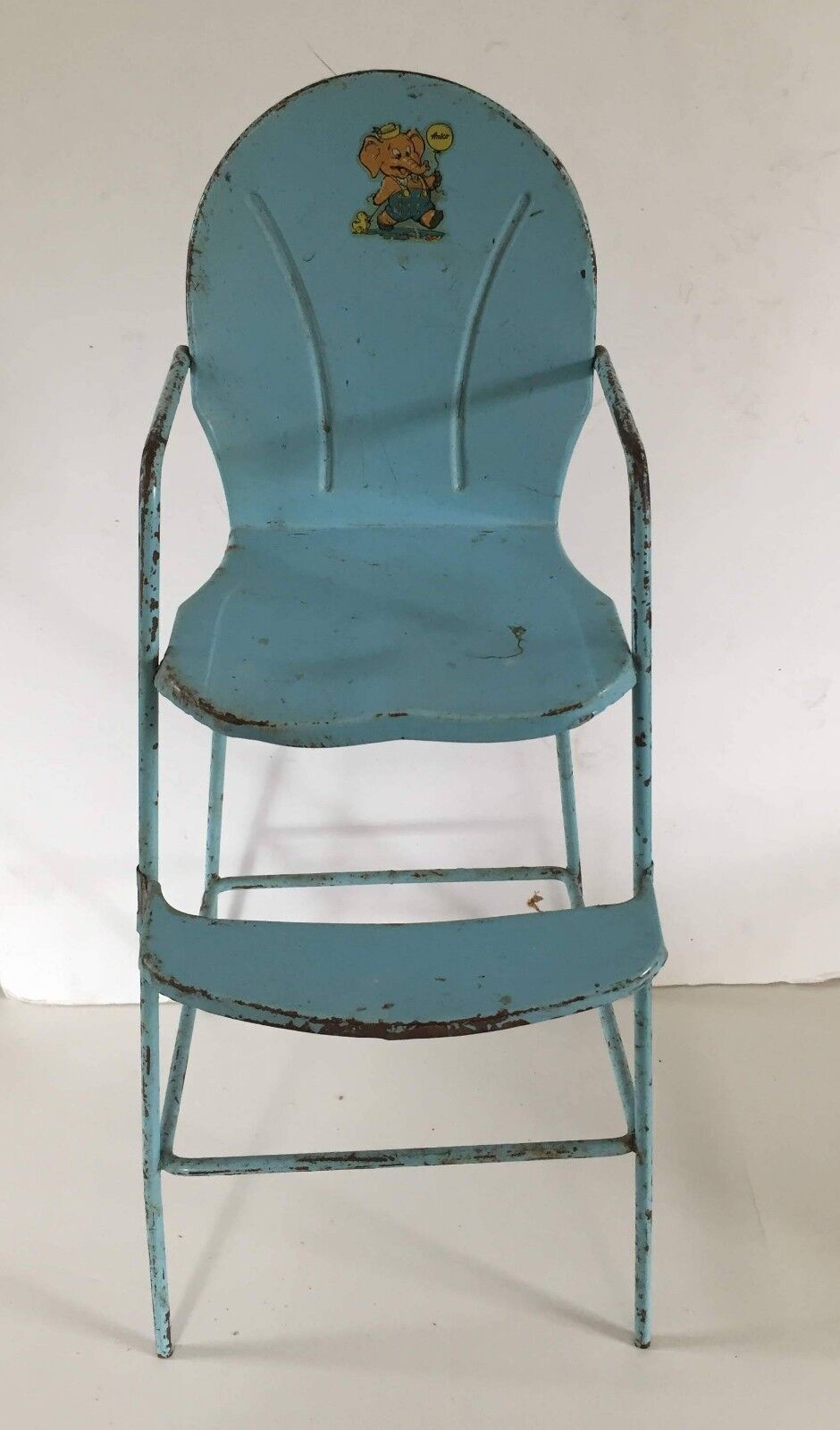 Vintage Blue Metal Amsco 18 inch high Doll High Chair
