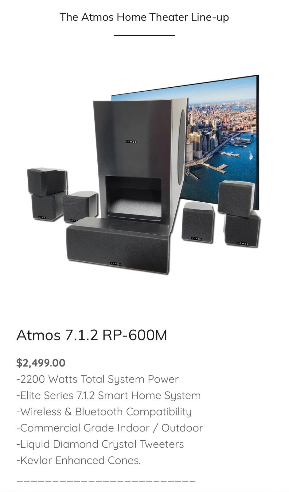 Домашний кинотеатр Dolby Atmos Home Theater System 7.1.2 2200w 600m ...