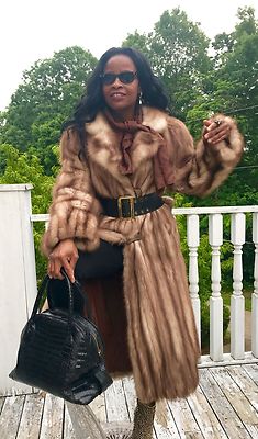 Mint Full length designer Stone Marten Sable Fur coat Jacket