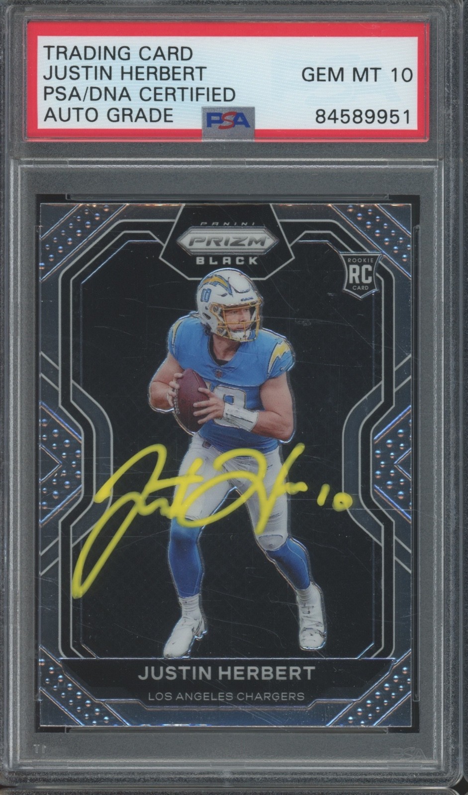 2020 Panini Chronicles Prizm Black Justin Herbert RC Gem Mint PSA DNA 10 Auto