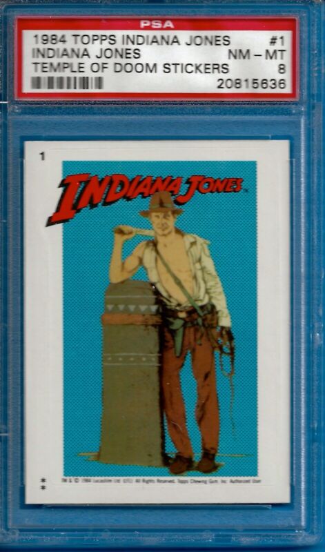 1984 Topps Indiana Jones "temple Of Doom" Sticker #1 Indiana Jones Psa 8