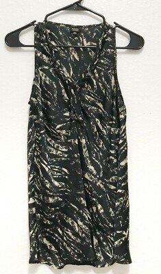 Rafaella Studio, Women Sleeveless Black Cream Stripe Texture Tank Top, Medium