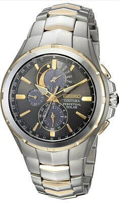 Seiko Coutura perpetual solar Men Watch stainless steel two tone SSC376