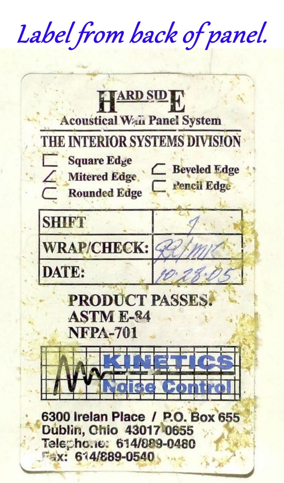 Acoustic sound panels, Kinetic Noise Control Hard Side Panels, 4 Ft & 10 Ft.