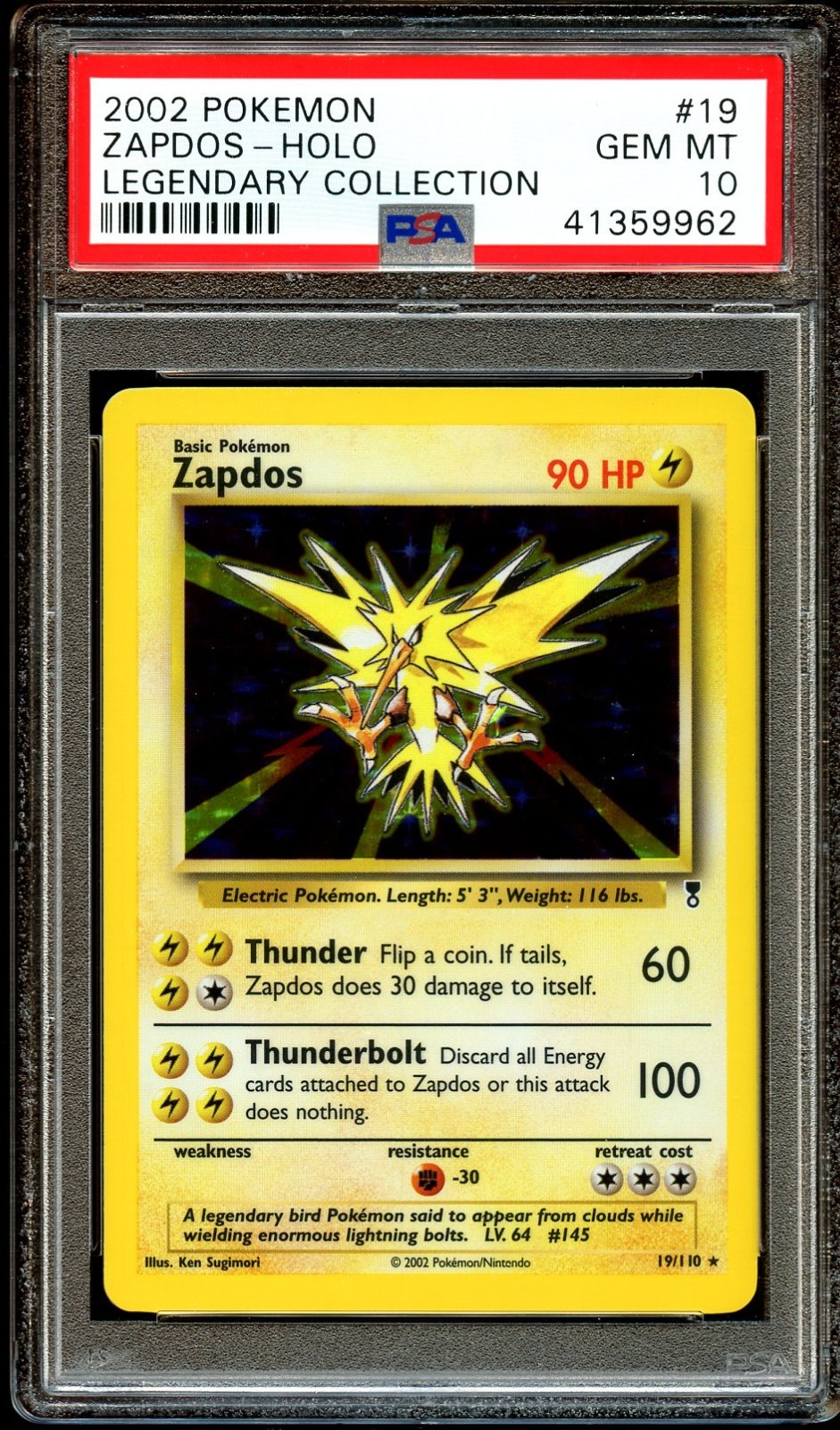 with:D クリスタルBlock PSA ver PSA 10 GEM MINT Zapdos 19/110 HOLO RARE Legendary Coll. Pokemon