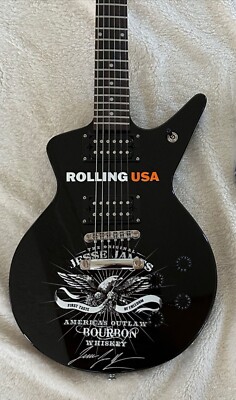 Rolling USA Jesse James America's Outlaw Bourbon Whiskey Autographed Elec Guitar