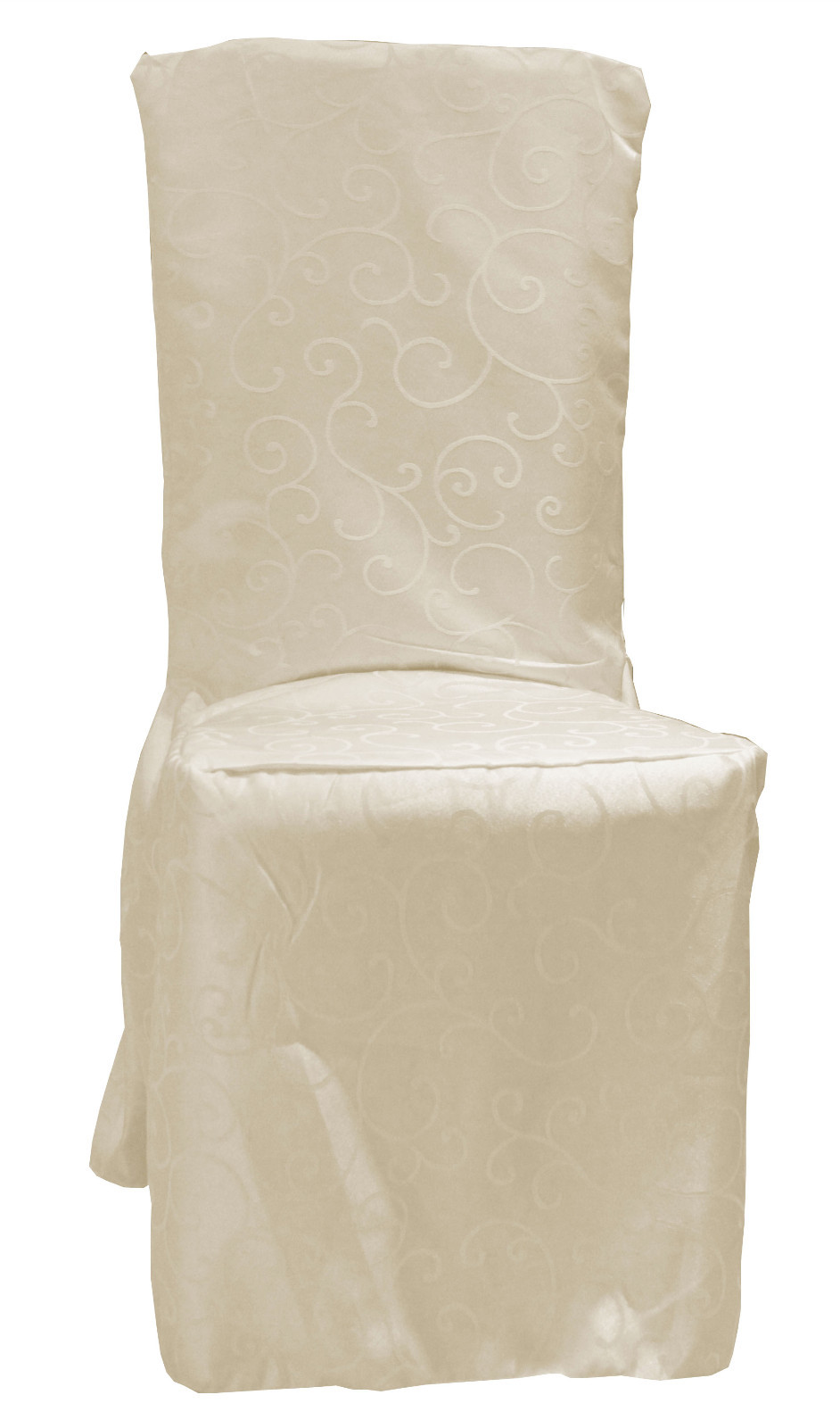 משלוח כריכות DAMASK DINING CHAIR COVERS WHITE AND IVORY GOOD QUALITY
