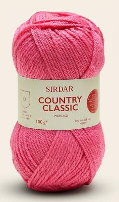 Sirdar Country Classic Worsted 100g Knitting Wool Yarn - 652 Shocking Pink