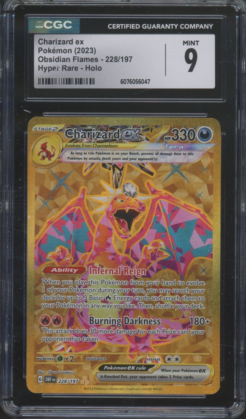 2023 Pokemon Obsidian Flames Hyper Rare Holo #228 Charizard ex Mint CGC 9