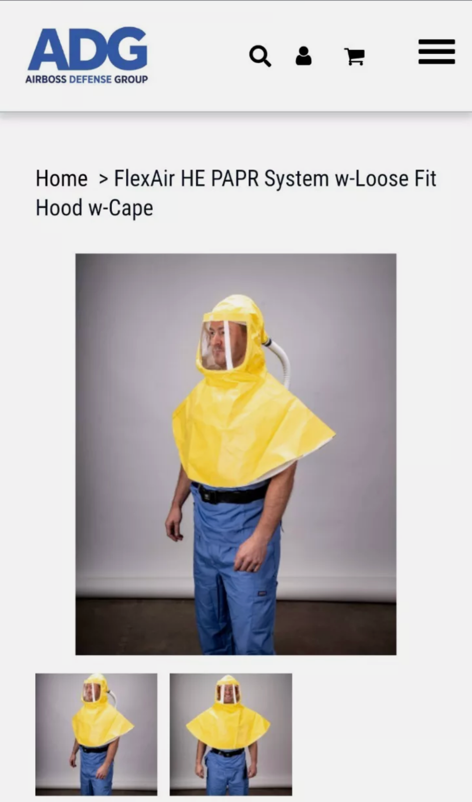 FlexAir Powered Air Purifying Respirator  with blower cape Airboss Defense PAPR