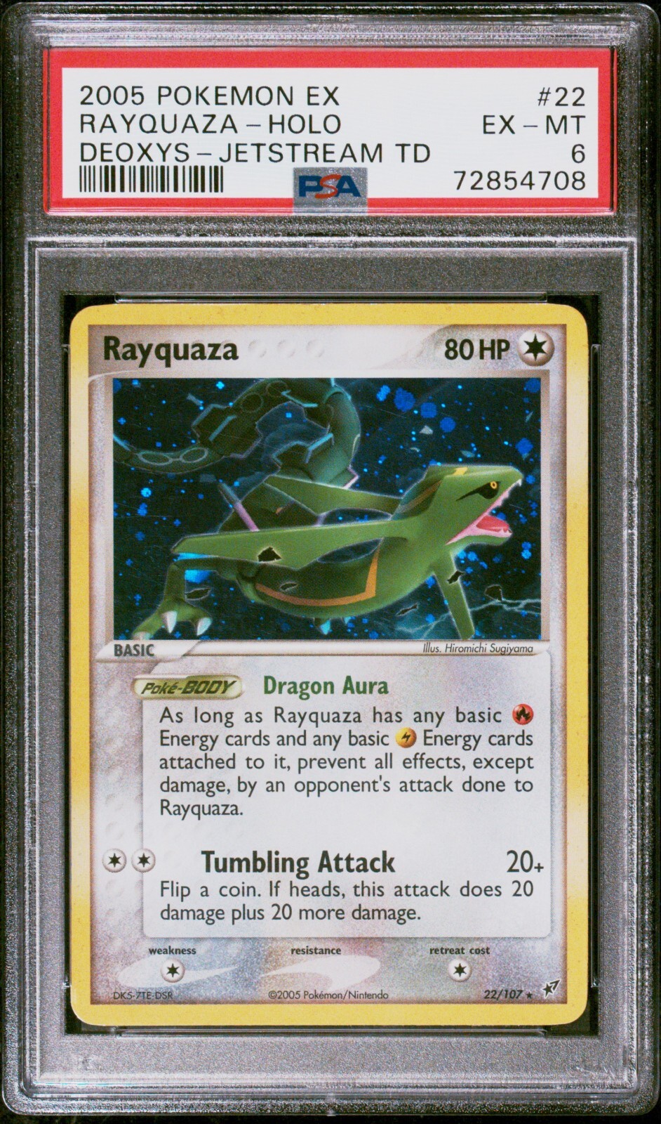 Pokemon Card Rayquaza 22/107 Holo Foil EX Deoxys PSA 6 EX-MT Pokemon Card Rayquaza 22/107 Holo Foil EX Deoxys PSA 6 EX-MT