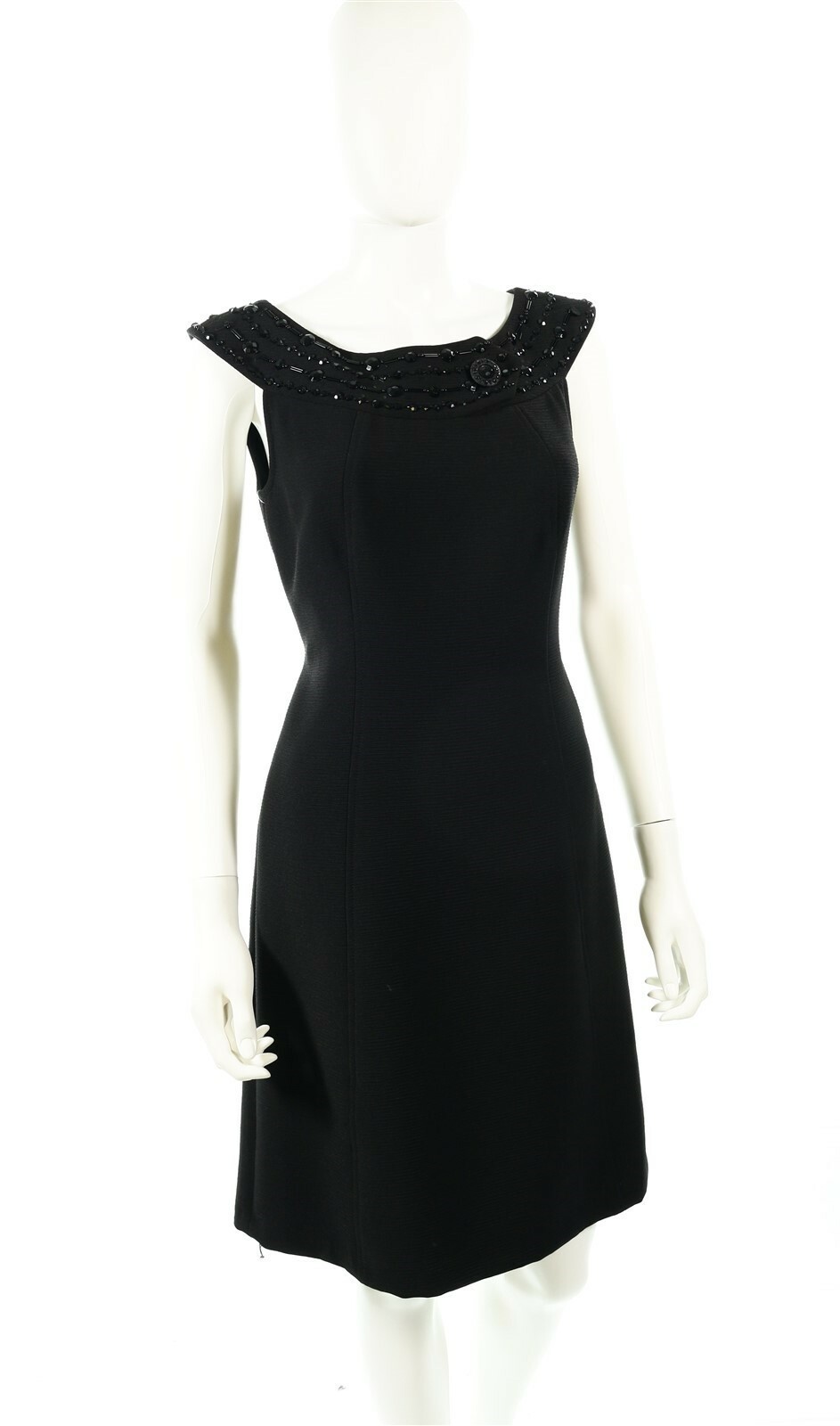 Tahari 126836 Womens Black Embellished Sleeveless Casual Sheath Dress Size 4