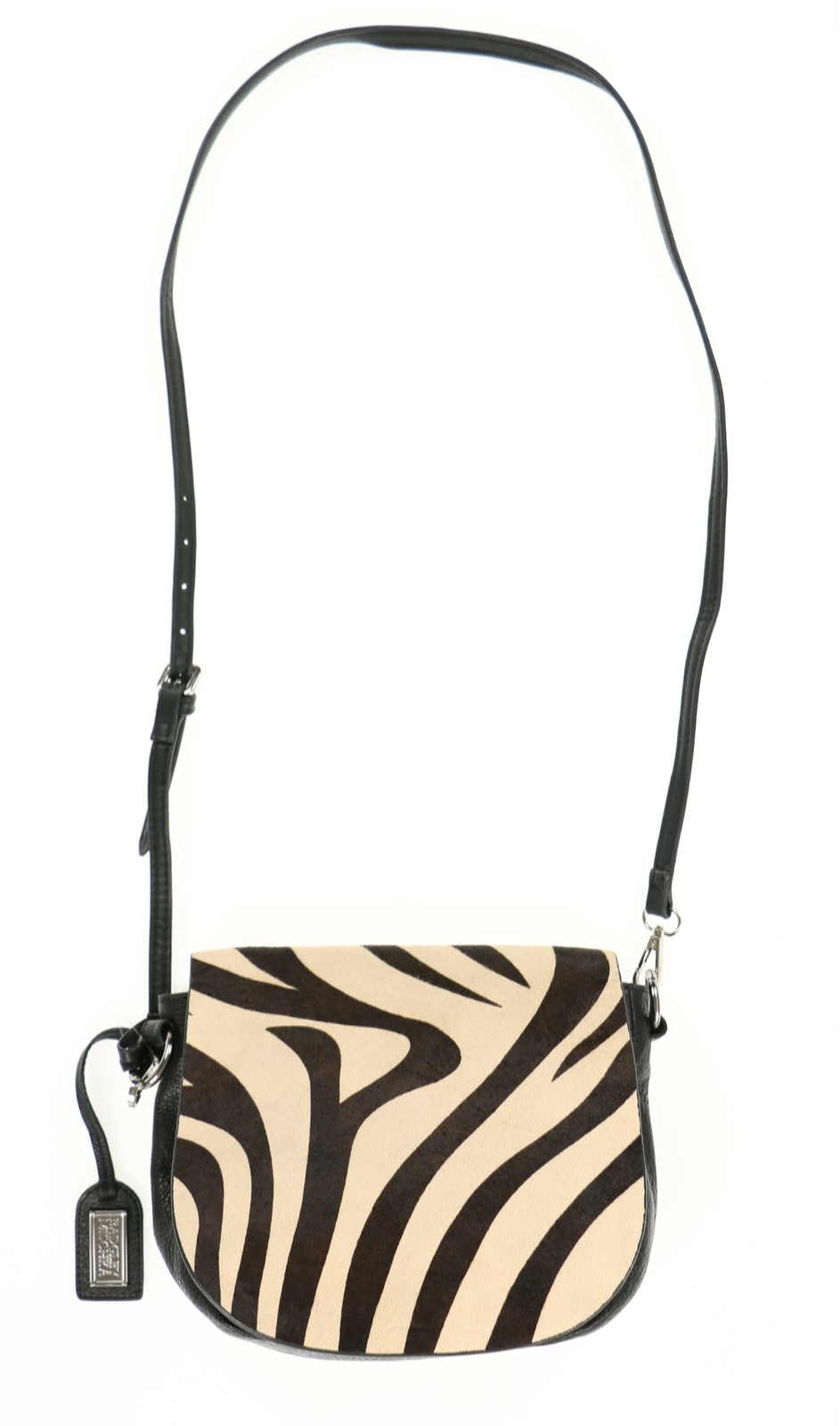 Badgley Mischka 243423 Womens Khloe Zebra Leather Crossbody Bag Size 9x8x3.5 in