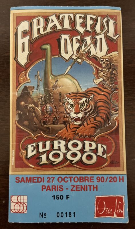 October 27, 1990 Grateful Dead Europe Ticket Stub Paris, France 